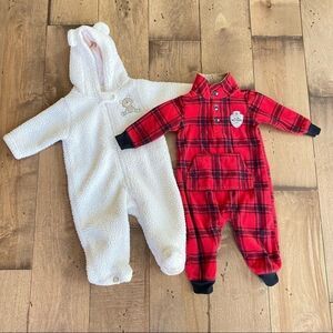 Carter’s Fleece Outfits Coveralls 2 Pair Baby Infant 6 Months Footies